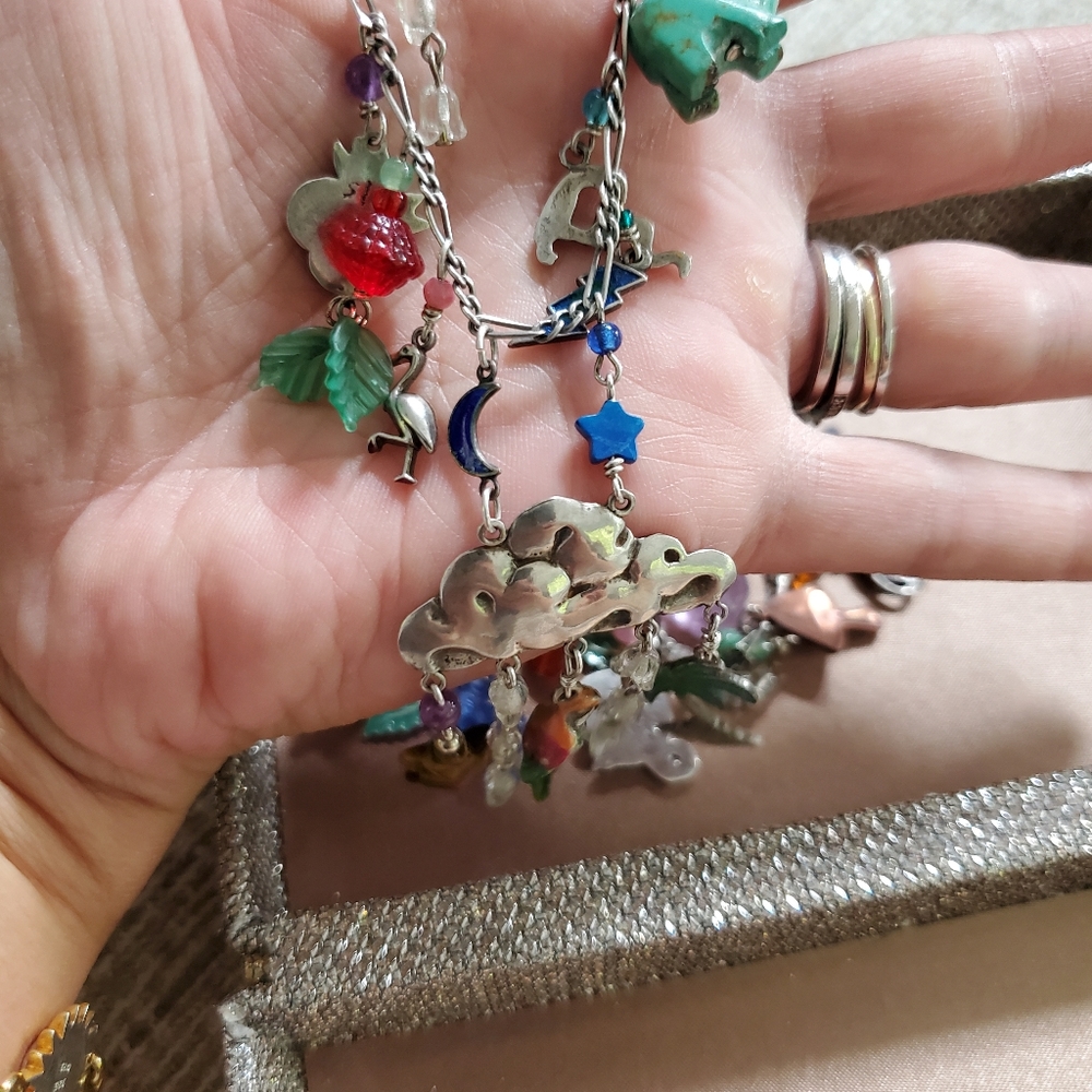 Vintage Lucy Issacs Sterling Rainforest Necklace - Picture 4 of 16
